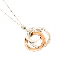 Pre Owned Tiffany &  Co. Tiffany 1837 Rubedo and Silver Interlocking Circles Pendant Necklace