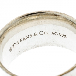 Pre Owned Tiffany & Co. 1837 Silver Band Ring Size 56