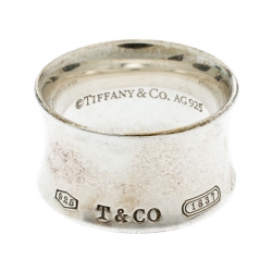 Pre Owned Tiffany & Co. 1837 Silver Band Ring Size 56