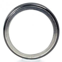 مملوكة مسبقًا Tiffany & Co. 1837 Midnight Titanium and Silver Wide Band Ring Size 54