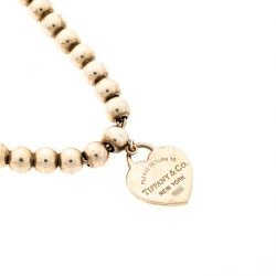 Pre Owned Tiffany & Co. Return to Tiffany Heart Tag Enamel Silver Beads Bracelet