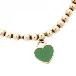 Pre Owned Tiffany & Co. Return to Tiffany Heart Tag Enamel Silver Beads Bracelet