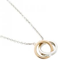 Pre Owned Tiffany & Co. Tiffany 1837 Silver Rubedo Interlocking Circles Chain Bracelet