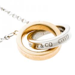 Pre Owned Tiffany & Co. Tiffany 1837 Silver Rubedo Interlocking Circles Chain Bracelet