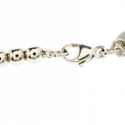 Pre Owned Tiffany & Co. Return to Tiffany Enamel Heart Tag Silver Bead Bracelet