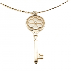 Pre Owned Tiffany & Co. Blossom Key Diamond Silver Bead Chain Pendant Necklace
