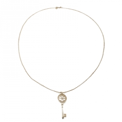 Pre Owned Tiffany & Co. Blossom Key Diamond Silver Bead Chain Pendant Necklace