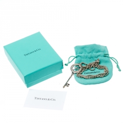 Pre Owned Tiffany & Co. Blossom Key Diamond Silver Bead Chain Pendant Necklace