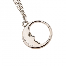 Pre Owned Tiffany & Co. Man In The Moon Silver Pendant Necklace