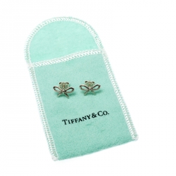 Pre Owned Tiffany & Co. Bow Silver Stud Earrings
