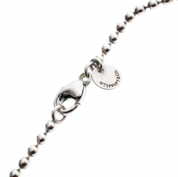 Pre Owned Tiffany & Co. Enamel Beaded Heart Key Silver Pendant Necklace