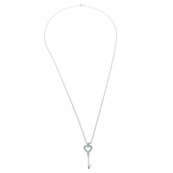 Pre Owned Tiffany & Co. Enamel Beaded Heart Key Silver Pendant Necklace