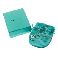 Tiffany Return To Tiffany Love Heart Blue Enamel Silver Toggle Necklace