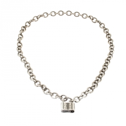 Tiffany & Co. 1837 Lock Silver Chain Link Pendant Necklace