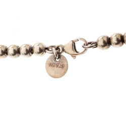 Pre Owned Tiffany & Co. Return to Tiffany Enamel Heart Tag Silver Bead Bracelet