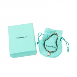 Pre Owned Tiffany & Co. Return to Tiffany Enamel Heart Tag Silver Bead Bracelet