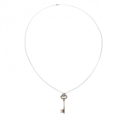 Pre Owned Tiffany & Co. Key Silver Oval Chain Link Long Pendant Necklace