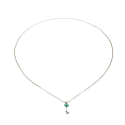 Pre Owned Tiffany & Co. Heart Key Enamel Silver Chain Link Long Pendant Necklace