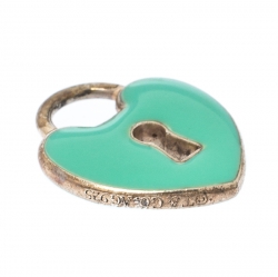 Pre Owned  Tiffany & Co. Mini Heart Lock Keyhole Blue Enamel Silver Charm Pendent