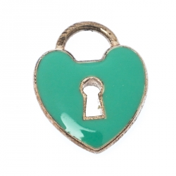 Pre Owned  Tiffany & Co. Mini Heart Lock Keyhole Blue Enamel Silver Charm Pendent