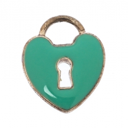 Pre Owned  Tiffany & Co. Mini Heart Lock Keyhole Blue Enamel Silver Charm Pendent