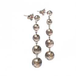 Pre Owned Tiffany & Co. Retired Graduated Bead Silver Drop Earrings