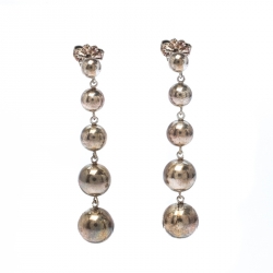 Pre Owned Tiffany & Co. Retired Graduated Bead Silver Drop Earrings