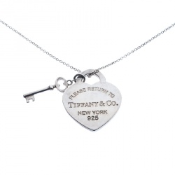 Tiffany & Co. Heart Tag Key Pendant Silver Chain Necklace