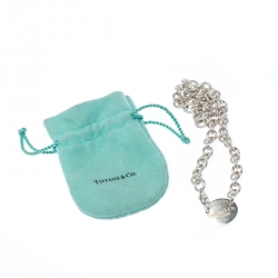 Pre Owned Tiffany & Co. Return to Tiffany Oval Tag Silver Choker Necklace