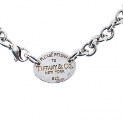 Pre Owned Tiffany & Co. Return to Tiffany Oval Tag Silver Choker Necklace