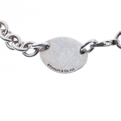 Pre Owned Tiffany & Co. Return to Tiffany Oval Tag Silver Choker Necklace