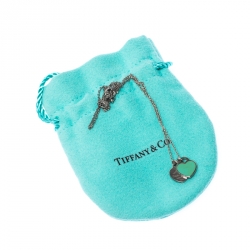 Pre Owned Tiffany & Co. Return to Tiffany Mini Double Heart Tag Silver Pendant Necklace