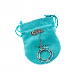 Pre Owned Tiffany & Co. Atlas II Medallion Silver Pendant Necklace