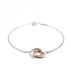 Pre Owned Tiffany & Co. Tiffany 1837 Silver Rubedo Interlocking Circles Chain Bracelet