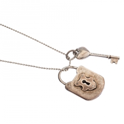 Pre Owned Tiffany & Co. Key & Lock Charm Sterling Silver Necklace