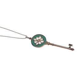 Pre Owned Tiffany & Co. Knot Key Pendant Enamel Silver Necklace