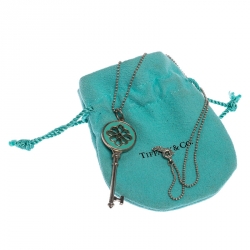 Pre Owned Tiffany & Co. Knot Key Pendant Enamel Silver Necklace