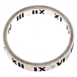Pre Owned Tiffany & Co. Atlas Roman Numeral Silver Band Ring Size 57
