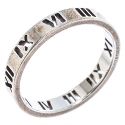Pre Owned Tiffany & Co. Atlas Roman Numeral Silver Band Ring Size 57