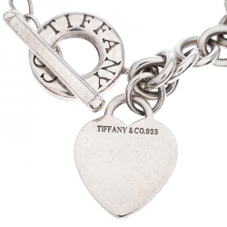 مملوكة مسبقًا Tiffany & Co. Heart Tag Charm Silver Chain Toggle Necklace