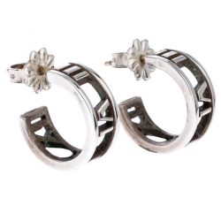 Pre Owned  Tiffany & Co. Silver 925 Atlas Roman Numeric Hoop Earrings