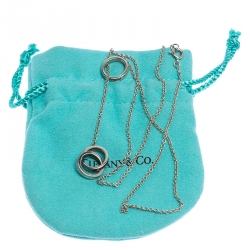 Pre Owned Tiffany & Co. 1837 Interlocking Circles Silver Lariat Pendant Necklace