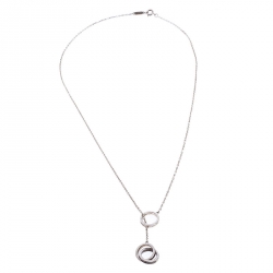 Pre Owned Tiffany & Co. 1837 Interlocking Circles Silver Lariat Pendant Necklace