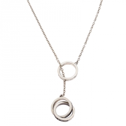 Pre Owned Tiffany & Co. 1837 Interlocking Circles Silver Lariat Pendant Necklace