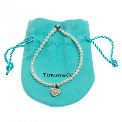 Pre Owned  Tiffany & Co. Pearl Return To Tiffany Silver Heart Tag Bracelet