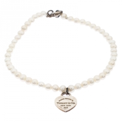 Pre Owned  Tiffany & Co. Pearl Return To Tiffany Silver Heart Tag Bracelet
