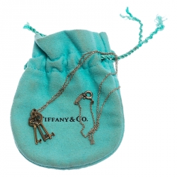 Tiffany & Co. Three Key 18k Gold Silver Pendant Necklace