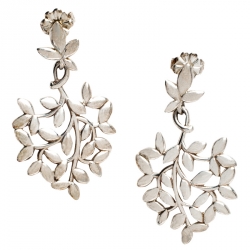 Pre Owned Tiffany Paloma Picasso Olive Leaf Silver Drop Earrings