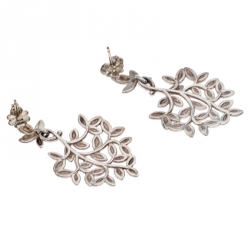 Pre Owned Tiffany Paloma Picasso Olive Leaf Silver Drop Earrings