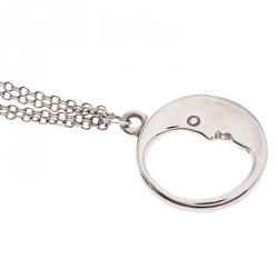 Pre Owned Tiffany & Co. Man in the Moon Charm Silver Pendant Necklace
